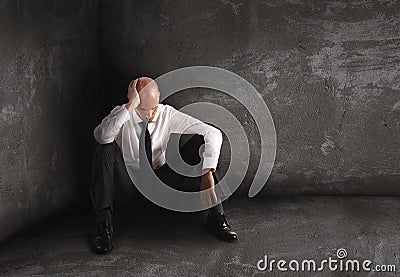 Alone desperate businessman. solitude and failure concept Stock Photo