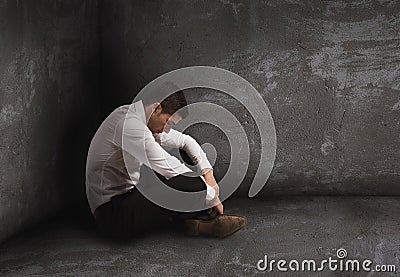 Alone desperate businessman. solitude and failure concept Stock Photo