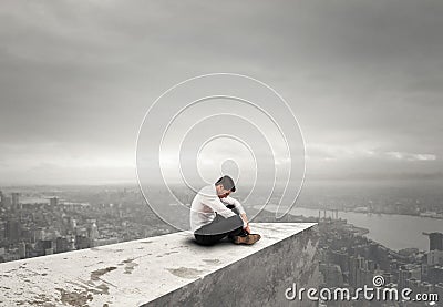 Alone desperate businessman. solitude and failure concept Stock Photo