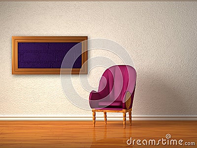 Alone luxurious chair with frame in room Stock Photo