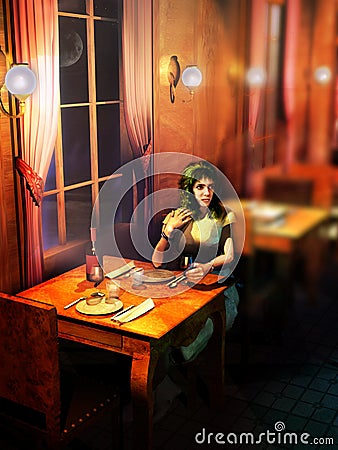 Alone at the restaurant Stock Photo