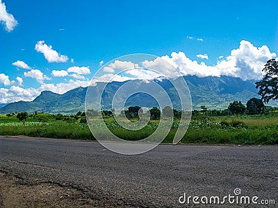 Alone Road in Mountain Stock Photo