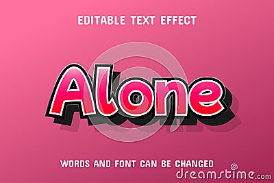 Alone text - editable gradient text effect Vector Illustration