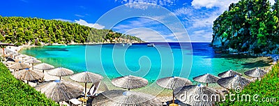 Alonissos island, beautiful beach Milia with turquoise sea,Greece. Stock Photo