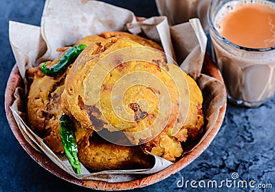 Aloo bonda snack or street food from india Stock Photo