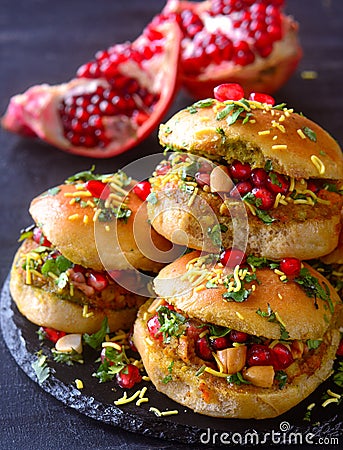 Indian street food or chaat - dabeli Stock Photo