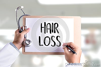 alopecia air loss haircare medicine bald treatment , Hair loss Stock Photo