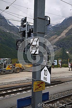 View of Alpe Grum train station Editorial Stock Photo