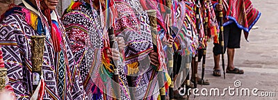 Pisac market, Folkloristic peruvian poncho, Peru Editorial Stock Photo
