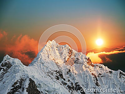 Alpamayo peak on sunset1 Stock Photo