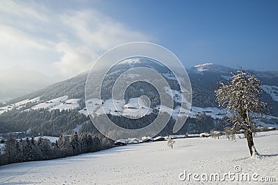 Alpbach,Tyrol,Austria 02-22-2011.winter scene on the snowy mountains of alpbach,austria Editorial Stock Photo