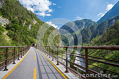 Alpe Adria cycle path, Italy Stock Photo