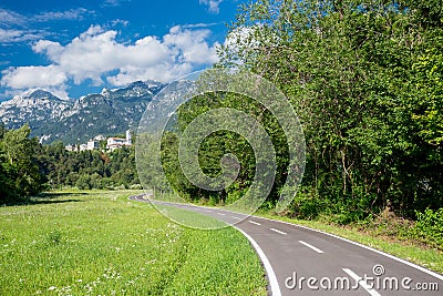 Alpe Adria cycle path, Italy. Stock Photo