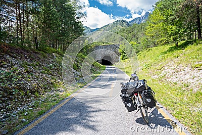 Alpe Adria cycle path, Italy. Stock Photo