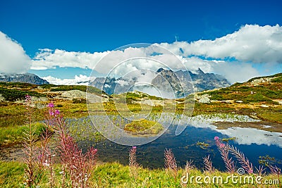 Alpe d`Huez lake trail Stock Photo