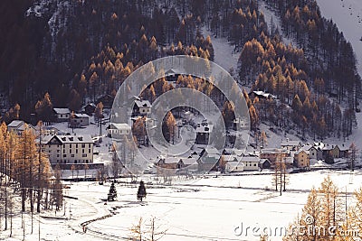 Beautiful town `alpe devero` in the italian alps Stock Photo