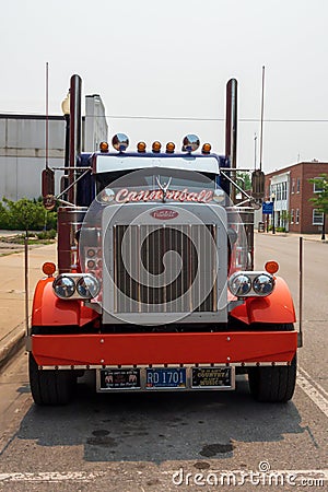 Alpena Michigan, USA - July 19, 2021: Peterbilt truck park on street in Alpena Editorial Stock Photo