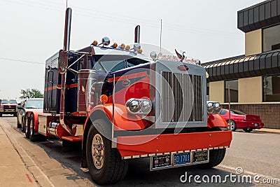 Alpena Michigan, USA - July 19, 2021: Peterbilt truck park on street in Alpena Editorial Stock Photo