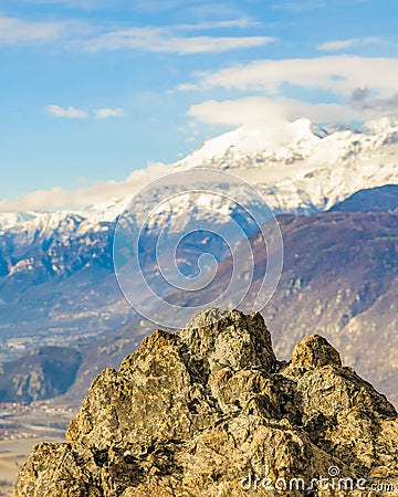 Alpes Mountains Aerial View, Piamonte, Italy Stock Photo