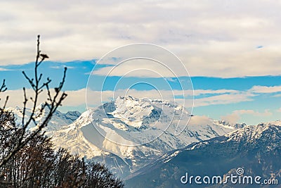 Alpes Mountains Aerial View, Piamonte, Italy Stock Photo