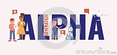 Alpha Generation Text Composition Vector Illustration