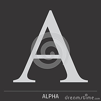 Alpha greek letter icon Cartoon Illustration