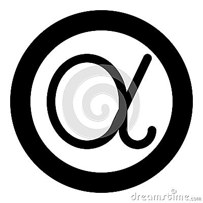 Alpha greek symbol small letter lowercase font icon in circle round black color vector illustration flat style image Vector Illustration