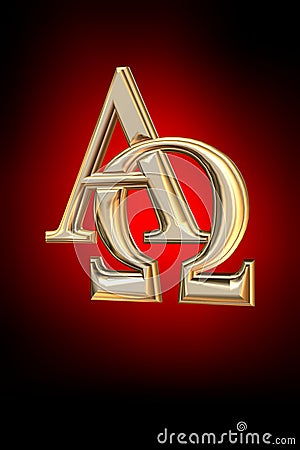 Alpha and Omega Symbol Cartoon Illustration