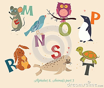 Alphabet&Animals, part3 Vector Illustration