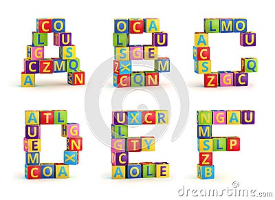 Alphabet on a baby cubes letters Stock Photo