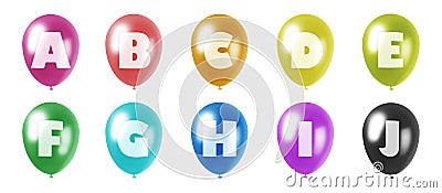 Alphabet balloons set a-j Stock Photo