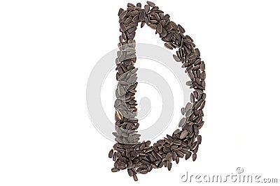 Alphabet from black sunflower seeds Stock Photo