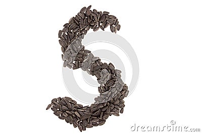 Alphabet from black sunflower seeds Stock Photo