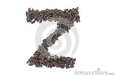 Alphabet from black sunflower seeds Stock Photo