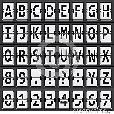 Alphabet of black and white mechanical panel Vector Illustration