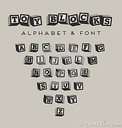 Alphabet blocks baby blocks font Vector Illustration