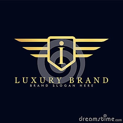 Alphabet capital logo creative design luxury concept with wings ornament silhouette Vector Illustration