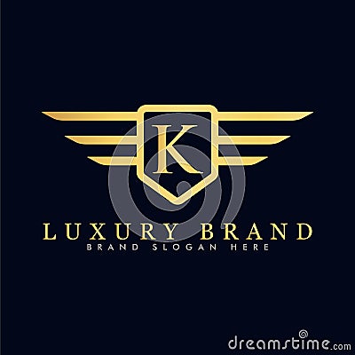 Alphabet capital logo creative design luxury concept with wings ornament silhouette Vector Illustration