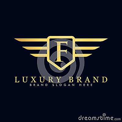 Alphabet capital logo creative design luxury concept with wings ornament silhouette Vector Illustration