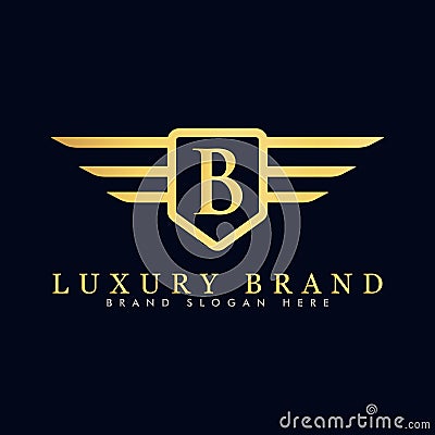 Alphabet capital logo creative design luxury concept with wings ornament silhouette Vector Illustration