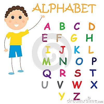 Alphabet chart kids study colorful white Vector Illustration