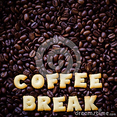 Alphabet coffee break made from bread cookies Stock Photo