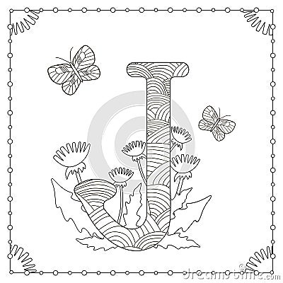 Alphabet coloring page Vector Illustration