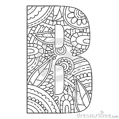 Alphabet coloring page. Capital letter. Vector illustration. Vector Illustration