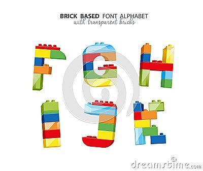 Alphabet created from playing bricks Vector Illustration