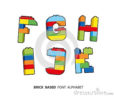 Alphabet created from playing bricks. Vector Illustration
