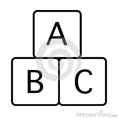 Alphabet cubes thin line icon. Educational toy vector illustration isolated on white. ABC blocks toys outline style Vector Illustration