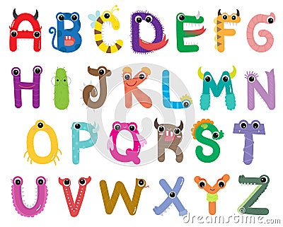 Alphabet Cute Monster Set Vector Illustration