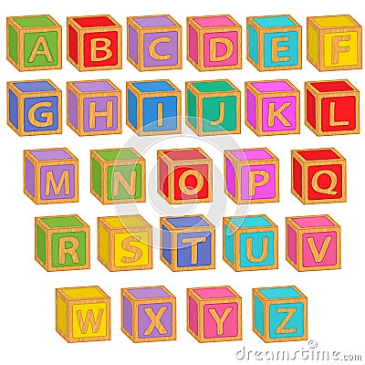 Alphabet english colorful blocks Vector Illustration