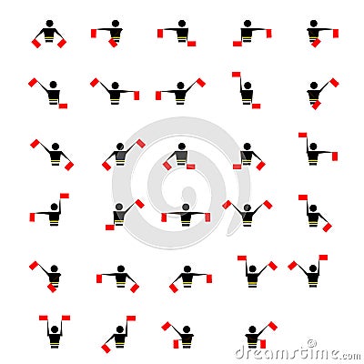 Alphabet - flag semaphore system Stock Photo